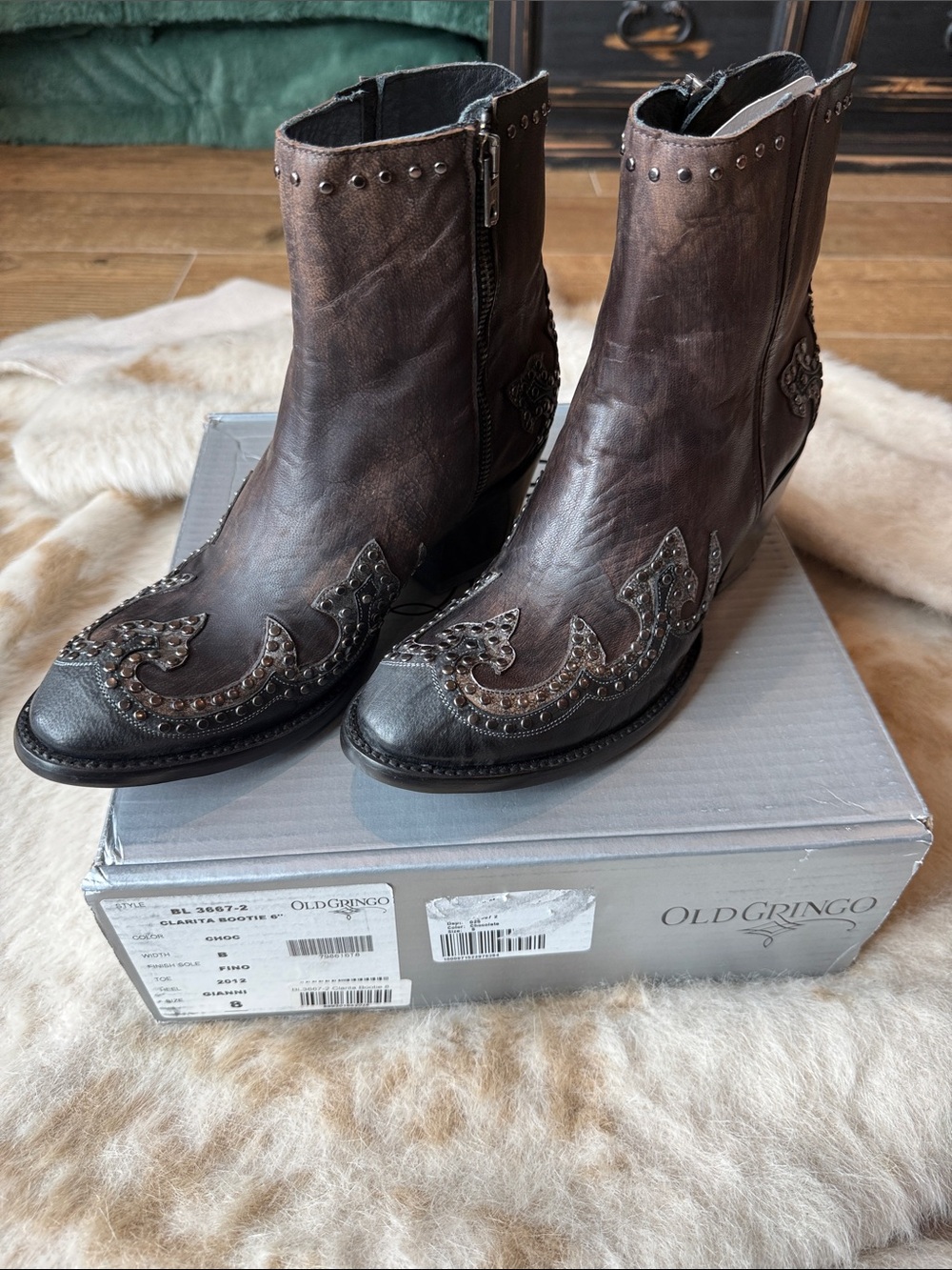 Old Gringo Chocolate Brown Clarita Western Ankle Boots